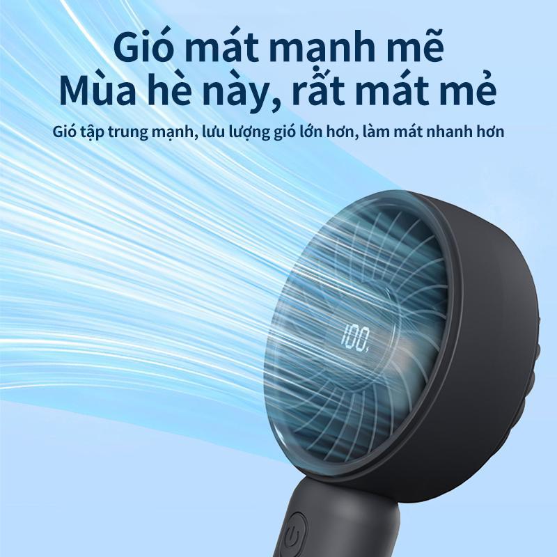 Quạt cầm tay mini siêu mạnh, Quạt sạc mini 5000 mAh chính hãng 100%, Quạt sạc mini sạc nhanh 1,5 giờ, Màn hình kỹ thuật số, Thích hợp cho du lịch, hoạt động ngoài trời 4