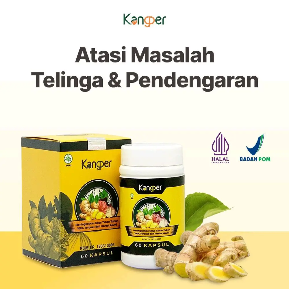 Kangper Kapsul - Membantu Gendang Telinga Bolong Pecah Berlubang Resmi BPOM & Halal, 60 Kapsul