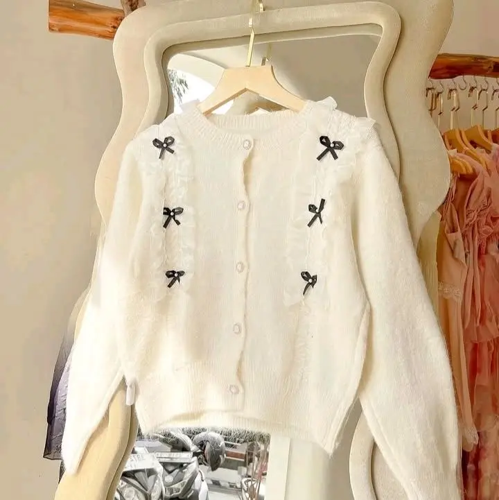 Atasan Wanita Rajut Carding Model Cardigan - Top, Crop, Dewasa, Kancing, Panjang, Outer, Knitwear, Casual, Baju Kardigan 0