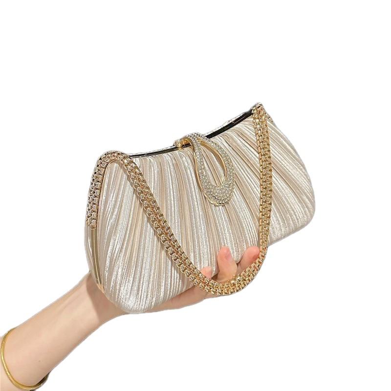 Túi Xách Nữ Dự Tiệc Xếp Li Lụa Phong Cách Mới Thanh Lịch - Túi Đi Tiệc Cưới Quai Mới Sang Chảnh cho Nữ Size 21cm Phù Hợp Đầm Váy Áo Dài Sườn Xám