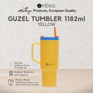 [EXC BEST DEAL] Pero Guzel Tumbler Permos 1182 ML Pink Dengan Sedotan Tambahan Tutup Karet Anti Tumpah Body Plastik Kokoh 2-Ways Sip Botol Minum Trendy