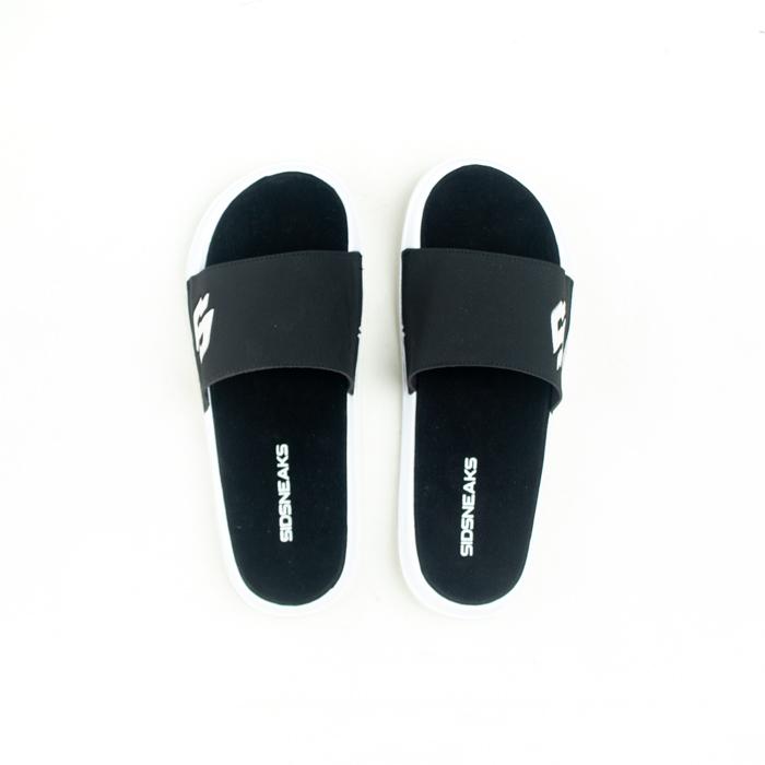 SIDSNEAKS - Sandal Slide Pria - Sidslide Logan Suede - Black White 4