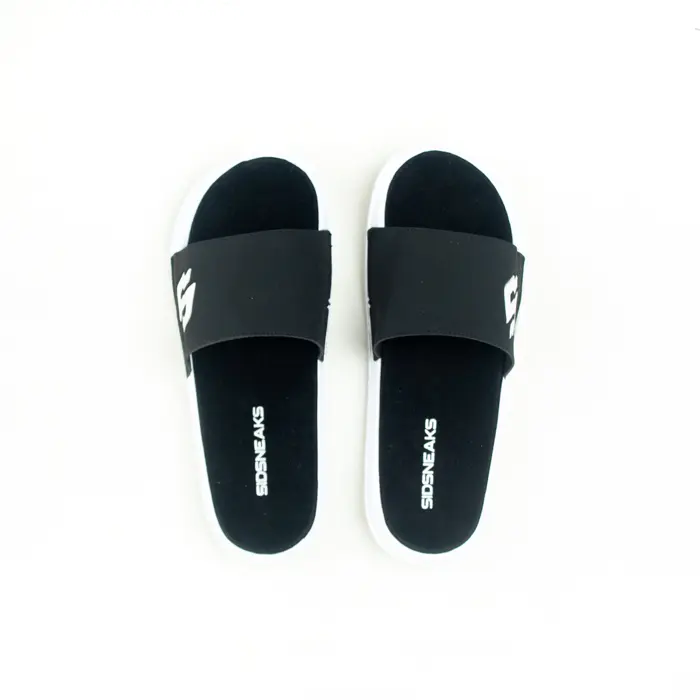 SIDSNEAKS - Sandal Slide Pria - Sidslide Logan Suede - Black White 4