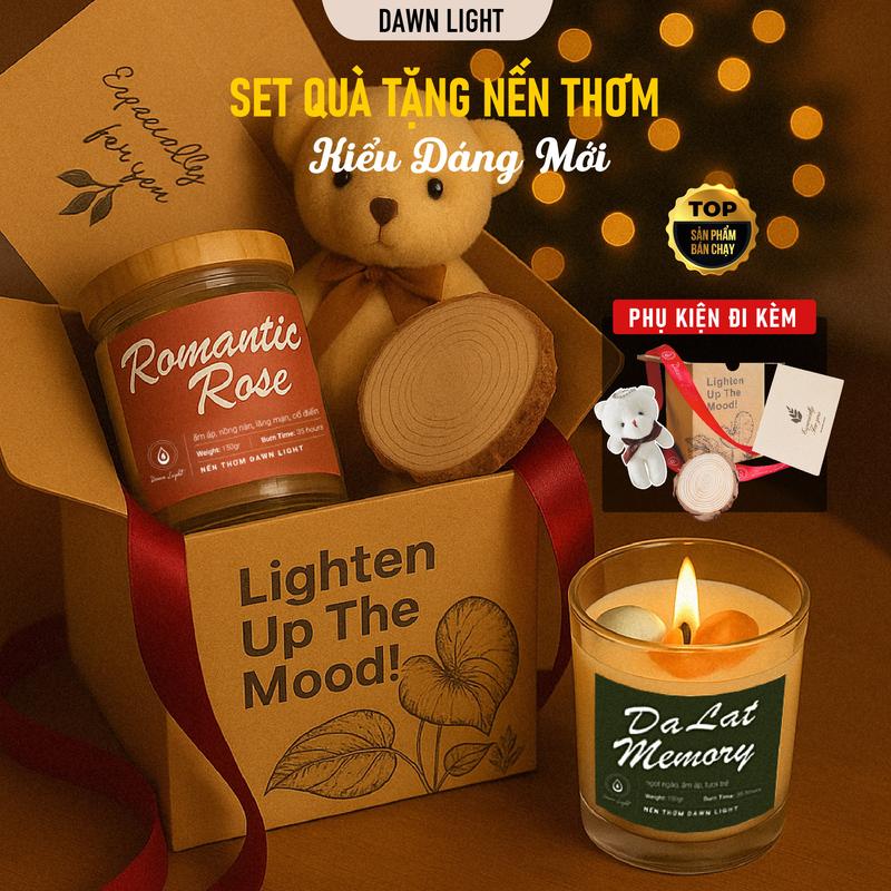 Set quà tặng Nến thơm phòng cao cấp handmade không khói an toàn cho nam nữ vào Sinh Nhật Giáng Sinh Phụ Nữ Việt Nam Tri Ân Thầy Cô Lễ Tết và các dịp đặc biệt nhiều mùi hương cho phòng vừa nhỏ góc học tập Dawn Light