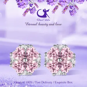 Chard Wake Anting Wanita Korean Fashion Berlian Anting Giwang Perhiasan Original Kotak Indah CWE010-Pink