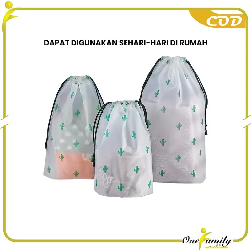 [COD] OFM Paket Hemat 3PCS C33 Travel Pouch Kaktus Organizer Bag Tempat Penyimpanan Serbaguna 4