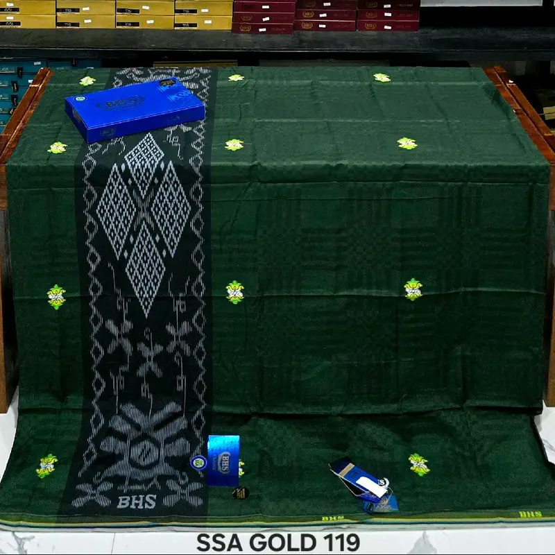 Sarung BHS Clasik SONGKET SSA/SSF/SKT RTM GOLD C45 Bahan MERSES Santri Pria Dewasa Muslim Hitam Motif SONGKET - Kain, Kombinasi 6