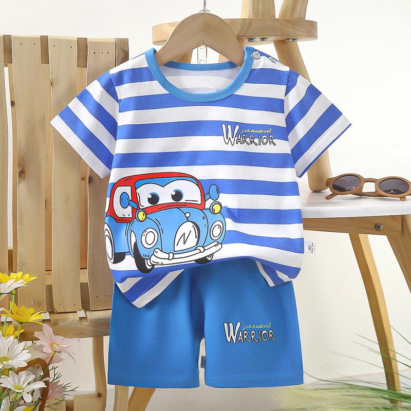 Product Introduction of (80-130cm) 0-6yrs Terno Short Sleeved Baby Kids Terno Set Outfit For Boy Girl T-Shirt Shorts Shirt Shorts Pattern Casual Pullover Children Suits Sando Sleeveless Nightwear Sleepwea R 47