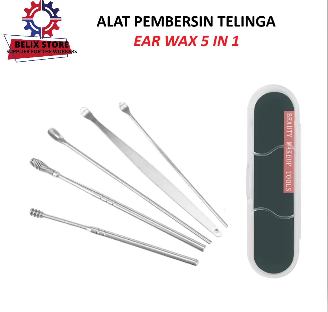 Korek Kuping Stainless Alat Pembersih Kotoran Telinga 5in1 Ear Wax Cleaning
