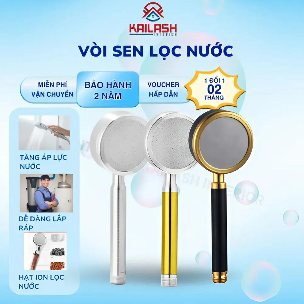 Vòi sen tăng áp cao cấp,bộ vòi hoa sen chất liệu nhôm bền bỉ giảm trầy xước cầm chắc tay có bảo hành - KAILASH INTERIOR