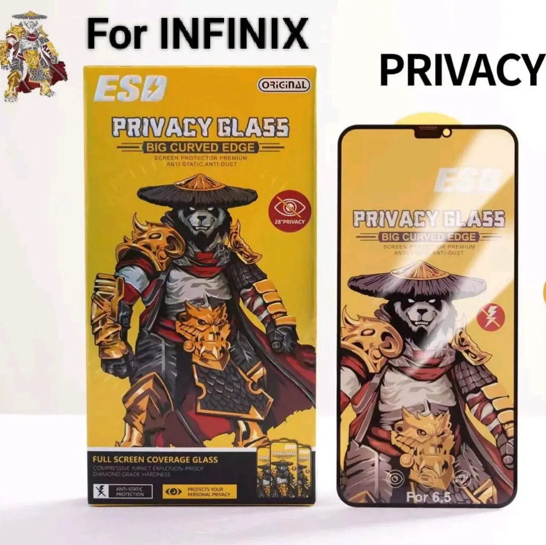 Pelindung Layar Tempered Anti Spy ESD Panda Prifacy untuk Infinix Hot 11 play 12 play 12 Note 30 Note 30 pro Note 40  Screen - Lcd, Privasi Cover Protector glass Privacy