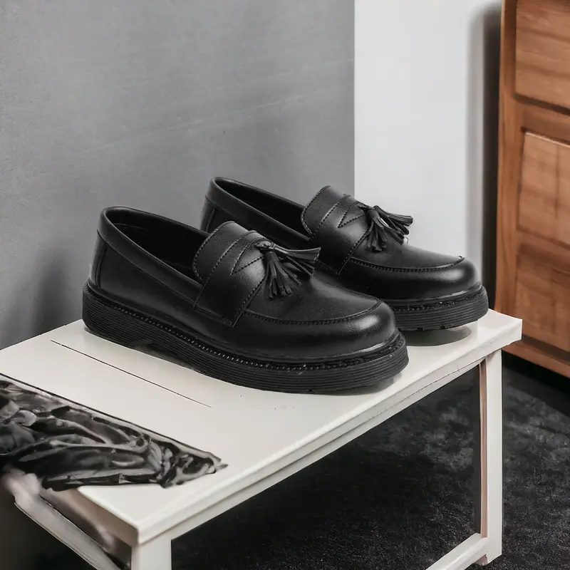 Sepatu Slip on Docmart Pria Marteen Pantofel Formal Kasual Hitam Kerja Resmi Kantor Kuliah Kondangan Laki Laki Cowok Kulit Original Terbaru Flat Shoes sol Karet 2