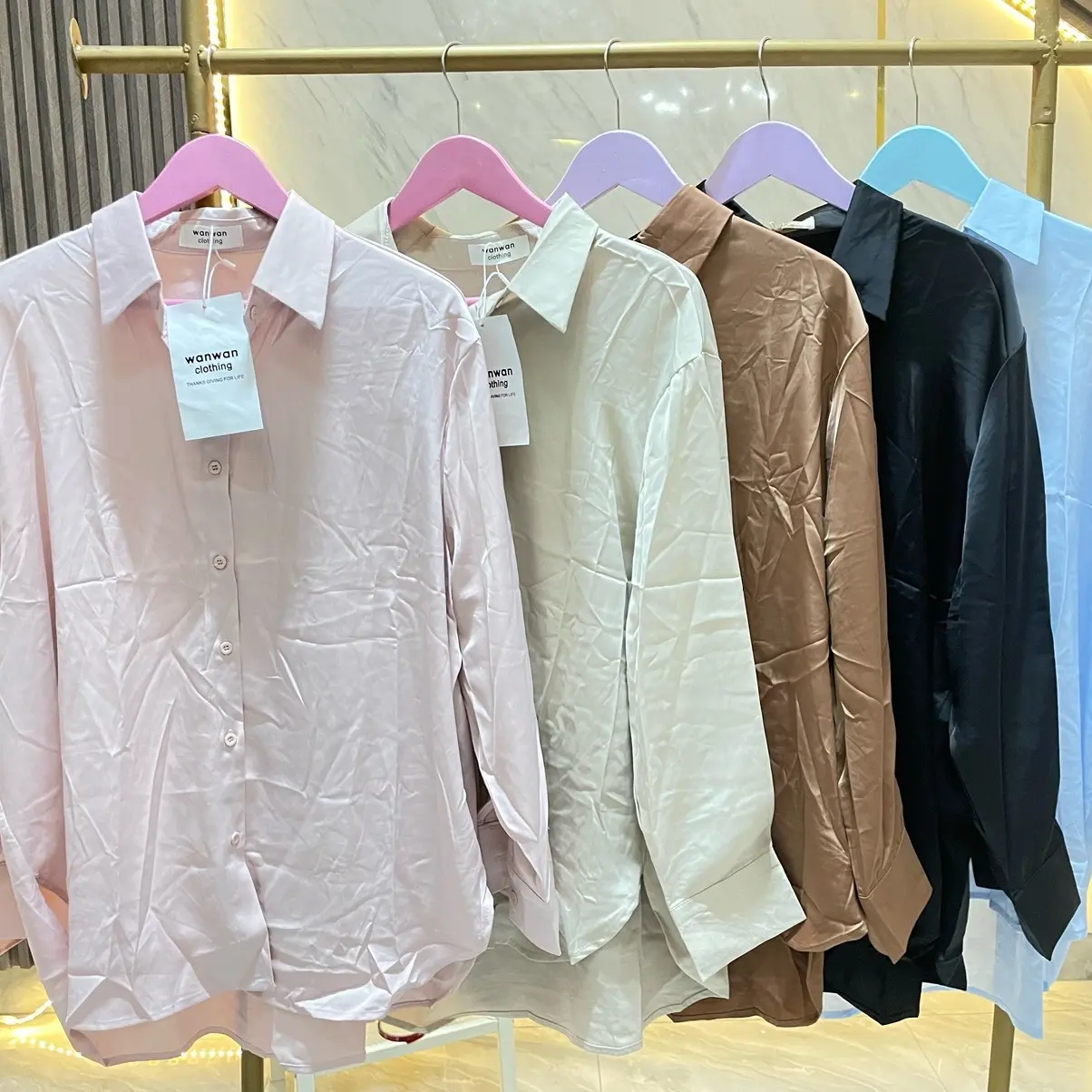 Kemeja Wanwan Clothing Satin Silk Oversize Kemeja BKK Kemeja Bangkok