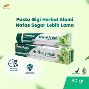 Himalaya Pasta Gigi Herbal Active Fresh 80g Nafas Segar Lebih Lama Exp Jan 2026