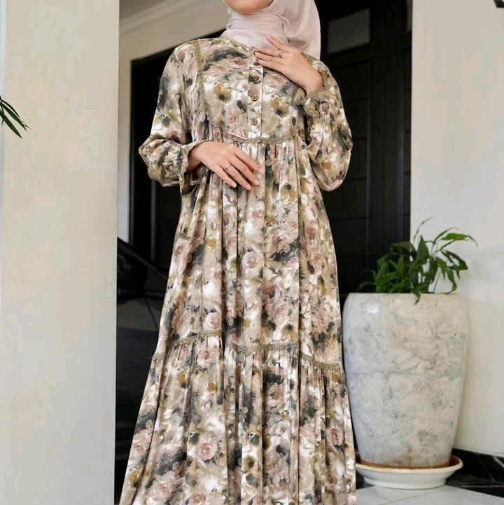 Midi dress salvina.ya ori motif abstrak renda 2