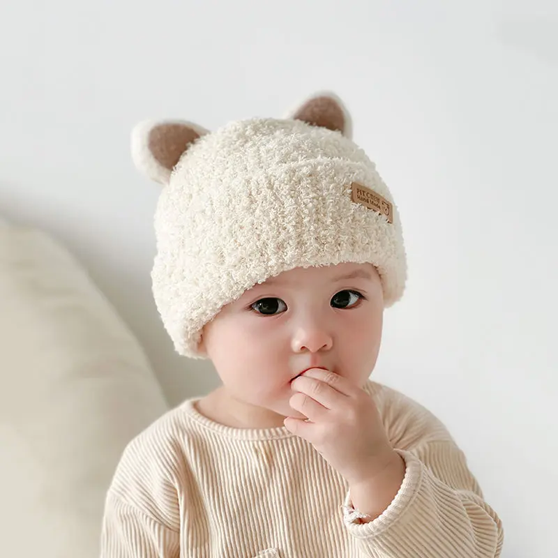 Mũ Em Bé Tai Mèo, Thiết Kế Dễ Thương, Chất Liệu Nhồi Bông Và Ấm Áp, Thích Hợp Cho Mùa Thu Và Mùa Đông, Màu Trơn Cho Trẻ Mới Biết Đi, Bé Trai Và Bé Gái, Mũ Nắp Ca-Pô 1