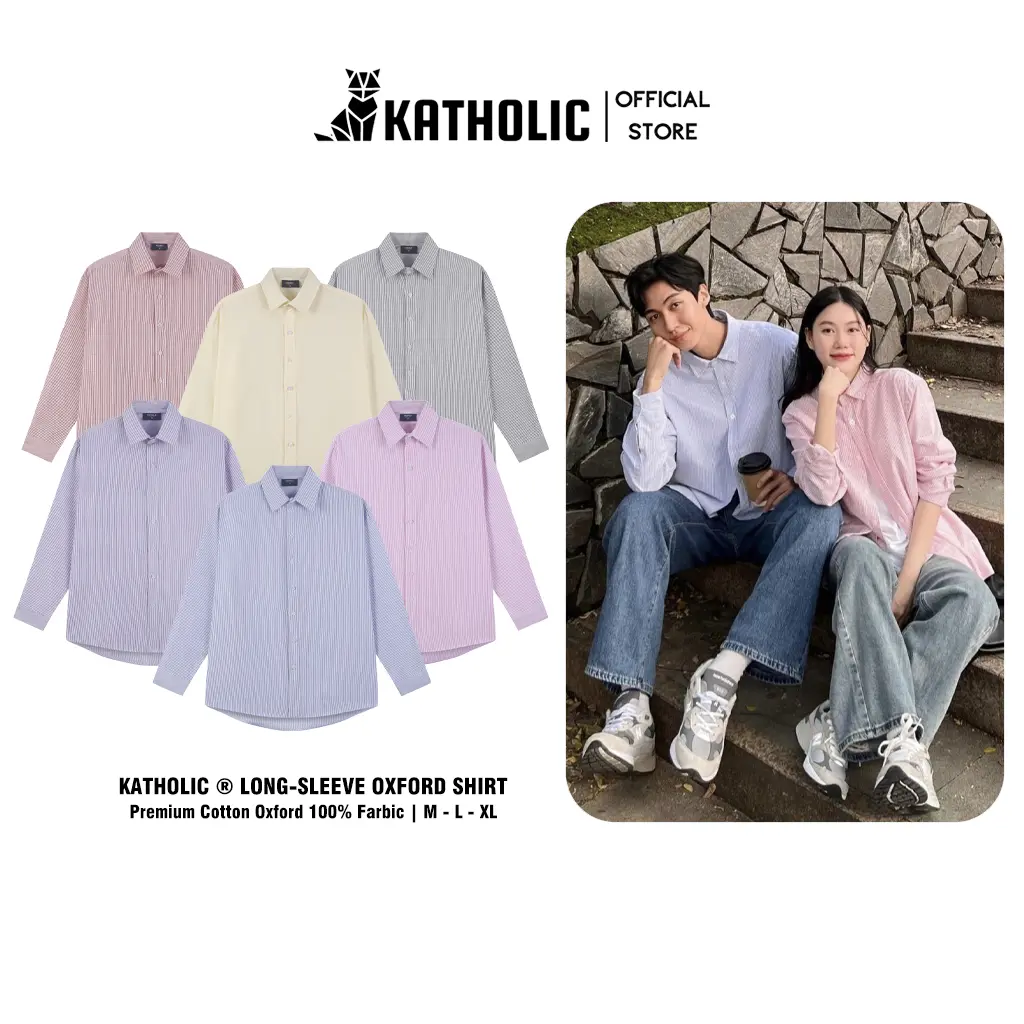 Áo Sơ Mi Kẻ Sọc Tay Dài Nam Nữ Hàn Quốc Local Brand KATHOLIC Chất Liệu Oxford Form Rộng Oversized KAT012 Menswear Shirt