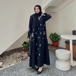 Inara Dress Allsize LD100 Gamis Pololinen Bordir Busui Dress Lebaran Terbaru Kondangan