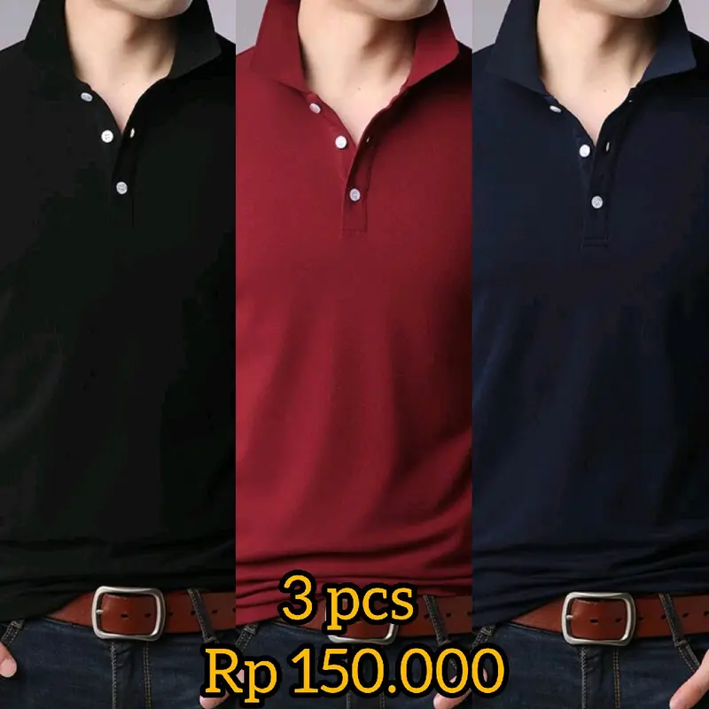 kaos kerah polos bahan lakoste paket 3 1