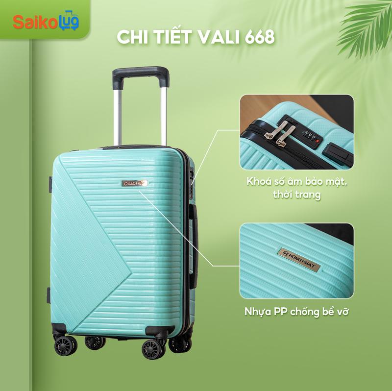 [SIZE 28] Vali Hùng Phát Vali Du Lịch 668 Nhựa PP Siêu Bền Chống Bể Vỡ - Bảo Hành 5 Năm 1 Đổi 1