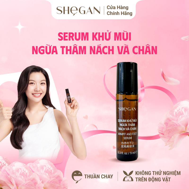 Serum Khử Mùi Ngừa Thâm Nách và Chân SHeGAN 9ml - Hỗ Trợ Dưỡng Sáng Vùng Da Dưới Cánh Tay, Khử Mùi Mồ hôi, Dưỡng Ẩm, Nam Nữ, Mẹ bầu Mẹ Sau Sinh, Lăn Khử Mùi