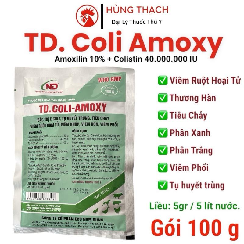Gói trị viêm ruột hoại tử Coli Amoxy 100g thương hàn, tiêu chảy phân xanh, phân trắng, đường ruột trên gà đá, vịt, cút, gia cầm Amox Coli