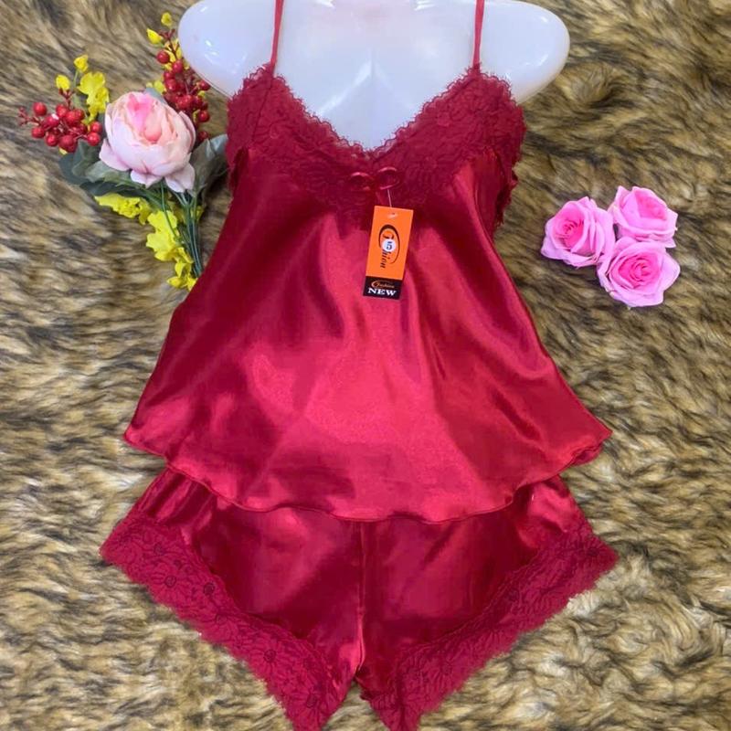  Domacnha  Bigsize 55-65kg  Bộ Đồ Nữ 2 Dây Có Tăng Chỉnh Vải Phi Lụa Viền Ren Gợi Cảm Thiết Kế Áo 2 Dây Phối Ren Quyến Rũ Có Mút Ngực 