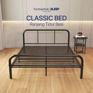 Homedoki Classicbed Series  Divan / Tempat Tidur Besi Bisu Ekonomi /  Tempat Tidur Estetik Yang Tebal Dan Tebal / Rangka Besi Yang Diperkuat