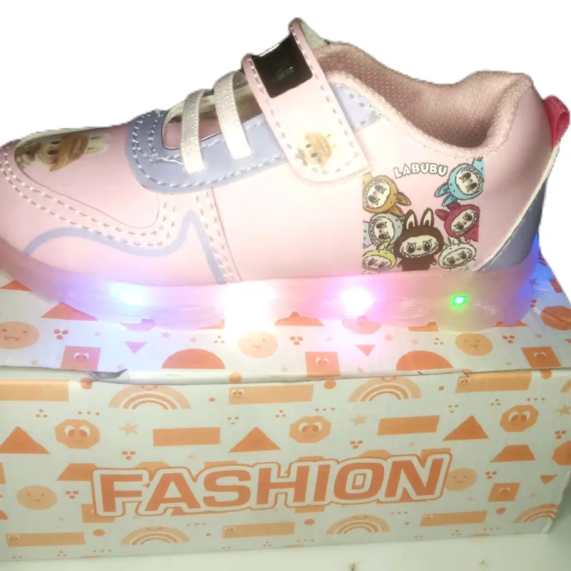 sepatu anak  SNAEKER  perempuan LED LABUBU  bonus ikat rambut pantofel 2