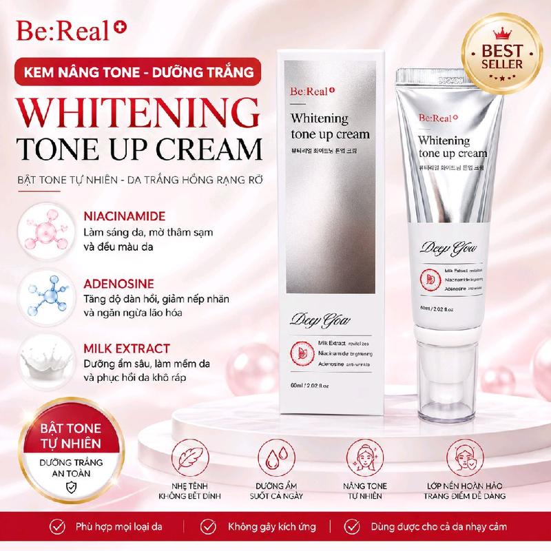 Kem Nâng Tone-Dưỡng Trắng-Chống Nắng-Kem Lười Trang Điểm Be: Real- Hổ trợ chống nắng-Lên Tone Tự Nhiên, Dưỡng Trắng Da Kiềm Dầu, Lâu Trôi, Không Bết Dính- Phù Hợp Mọi Loại Da