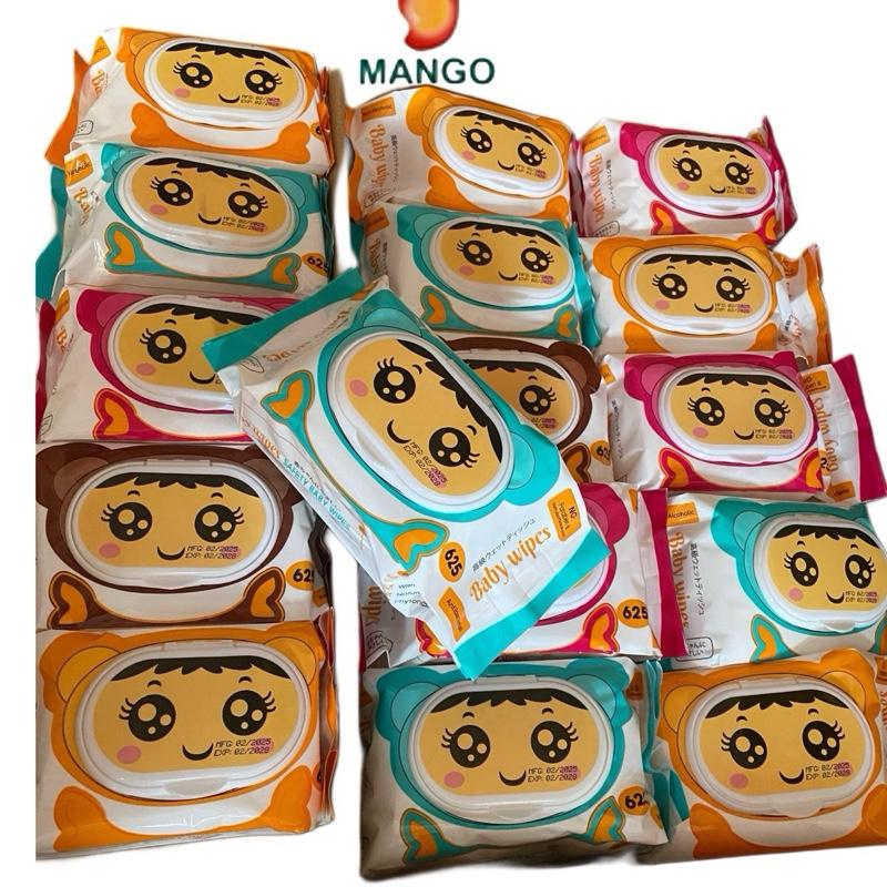   MANGO  Thùng 20 bịch giấy ướt babywipe hàng việt nam chất lượng cao khổ giấy to 18x24cm không mùi không cồn an toàn cho mọi làn da- hạn sử dụng xa 2028 