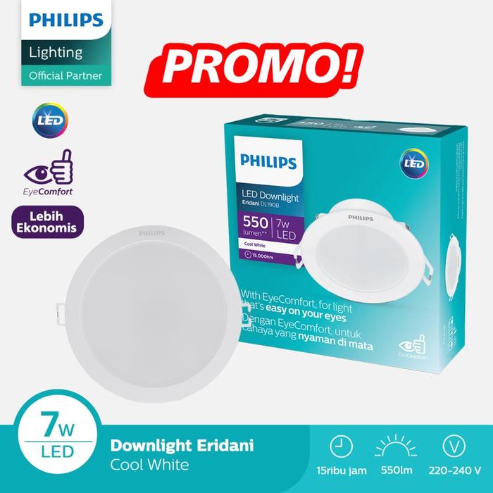 Gambar Philips Lampu Downlight Eridani DL190B LED6 D100 7W 40K Semi Putih dari Philips Lighting Bogor Kab. Bogor Tokopedia