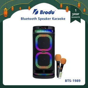 Brodu Speaker Bluetooth  BTS-1989 40W dengan Input Gitar & Mic, Smartphone Holder, Remote, Voice Changer, Baterai 3000mAh - Untuk Live Streaming, Karaoke, dan Band Mini Wireless