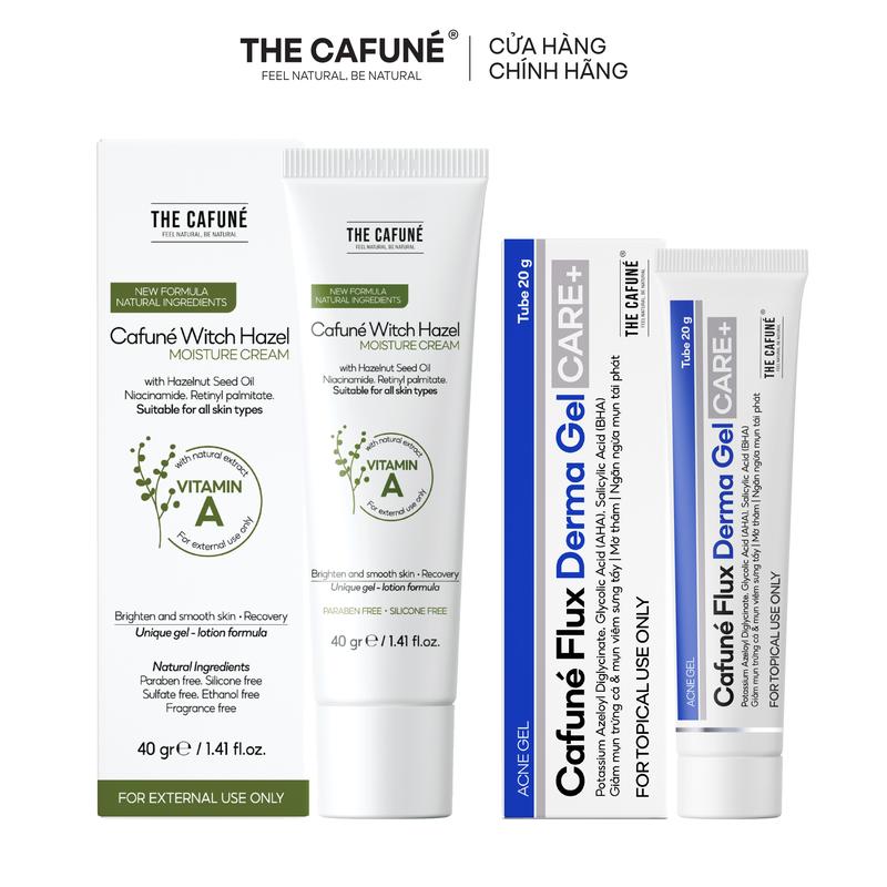 Combo Gel Chấm Mụn Cafuné Flux Derma Gel 20g + Kem Dưỡng Ẩm Witch Hazel 40g - Chăm Sóc Da Mụn Hiệu Quả