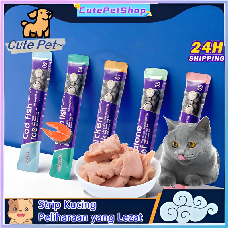 Snack Kucing cemilan kucing 16g/makanan kucing penggemuk Bergizi makanan anak kucing makanan kucing basah wet  food 3