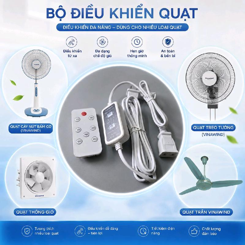 Bộ điều khiển bật tắt hẹn giờ quạt có dây ổ cắm không cần đấu điện