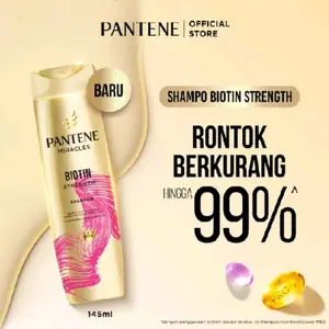 Pantene Miracles Shampo Biotin Strength 145ml - Memperbaiki Rambut Rusak & Coloring Bleaching - Perawatan Rambut Rusak dengan Collagen - Rontok