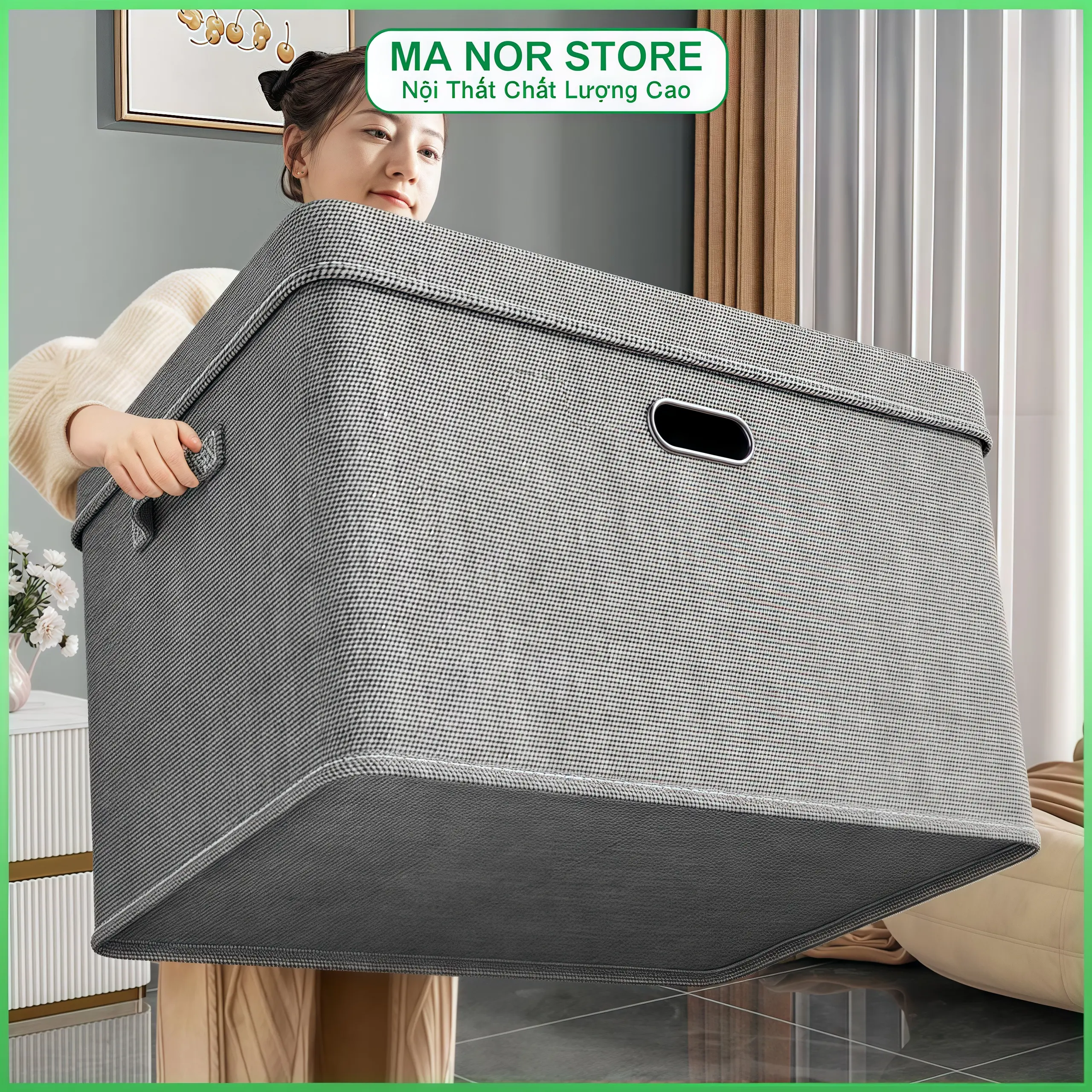 MA NOR Hộp Đựng Quần Áo Có Nắp (38L/45L/81L) - Gấp Gọn, Đa Năng, Chống Bụi
