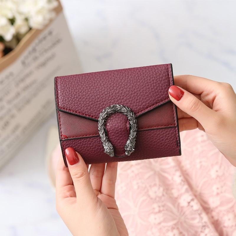 Túi xách, ví nữ, chủ thẻ, ví tiền xu, ví ngắn, các yếu tố nối thời trang, khóa cá nhân hóa, làm bằng da PU Wallet Kem 7