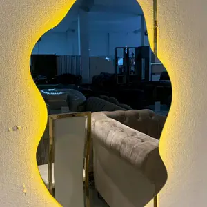 cermin tempel dinding lampu - cermin gantung aestetic - cermin lampu led dm 40 x 120 cermin