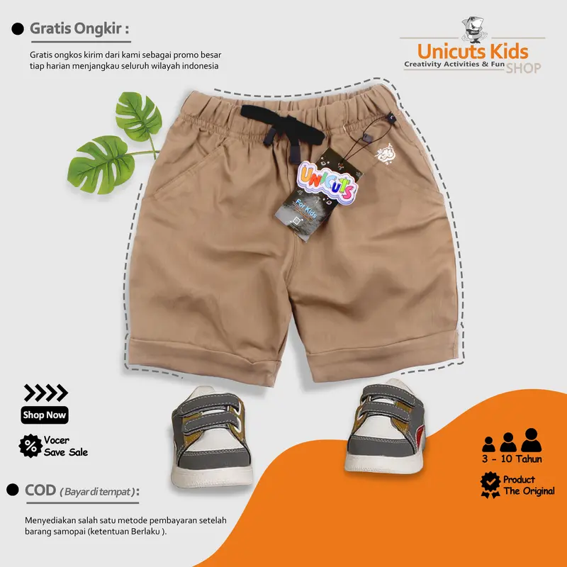 Fashion Celana Anak Pendek Laki Laki / Celana Pendek Anak Perempuan / Celana Pendek Anak 3-10 Tahun Pakaian 0