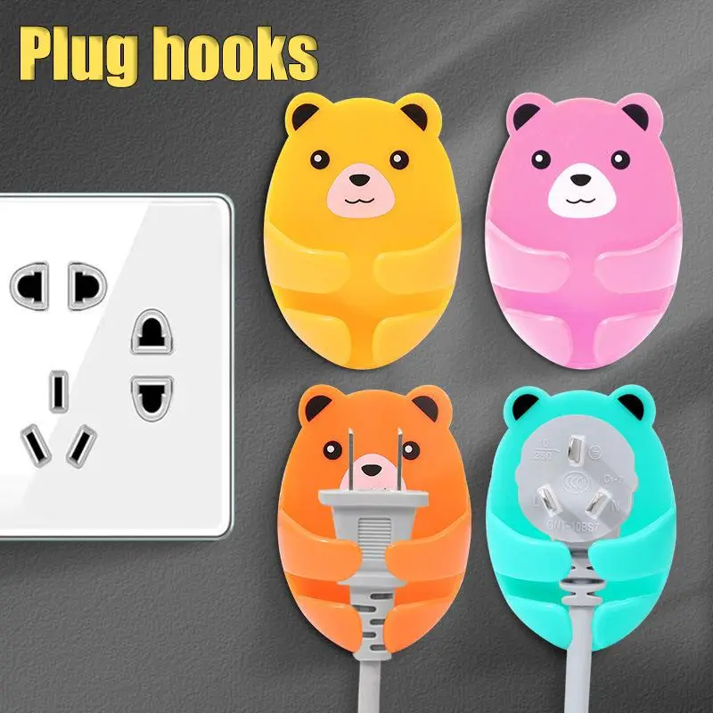 Móc Cắm, Móc Nhà Bếp, Móc Dính Không Cần Khoan, Hình Gấu Ôm, Để Đựng Đồ, Giá Đỡ Phích Cắm Điện