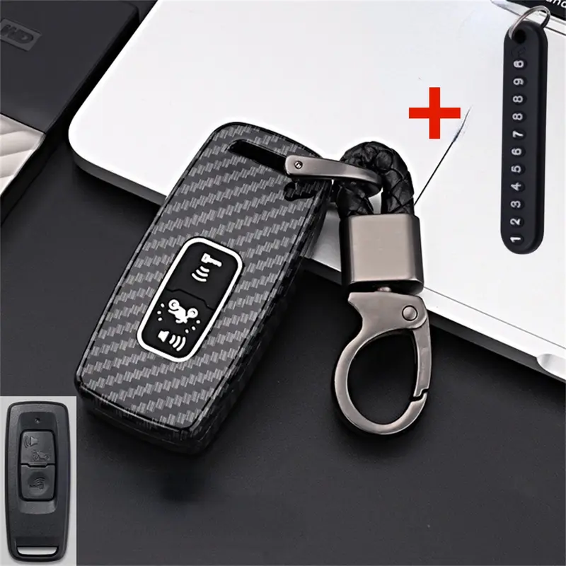 Vỏ Sợi Carbon ABS Cho Chìa Khóa Xe Máy Thông Minh, 2 Nút, Vỏ Có Móc Chìa Khóa Cho Honda PCX125, PCX160, SH350, SH300, VISION, NS110R, XADV750, Vỏ Bảo Vệ 3