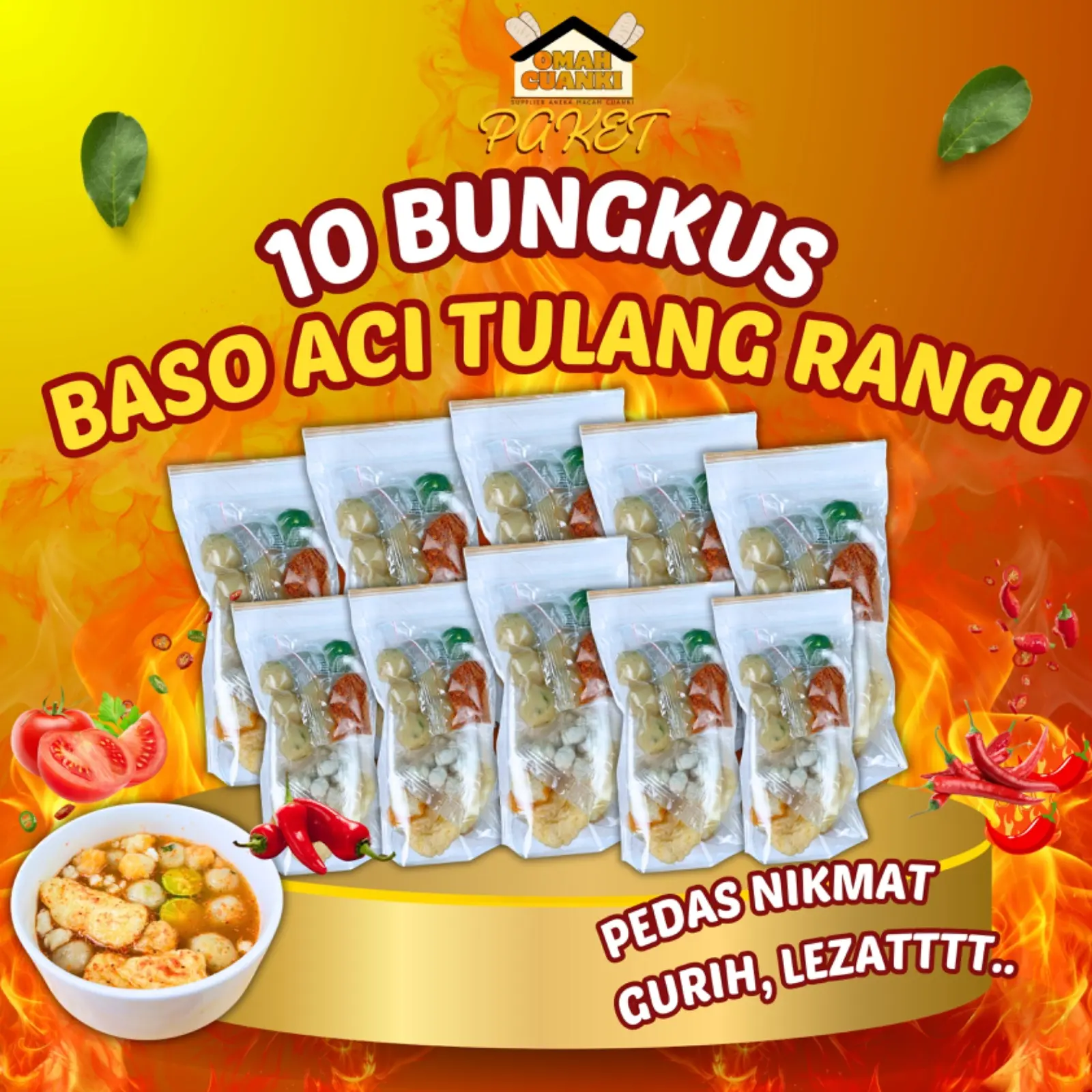 PAKET USAHA HEMAT BANGET 10 BUNGKUS BASO ACI TULANG RANGU EKONOMIS  Makanan Instan Food Pedas