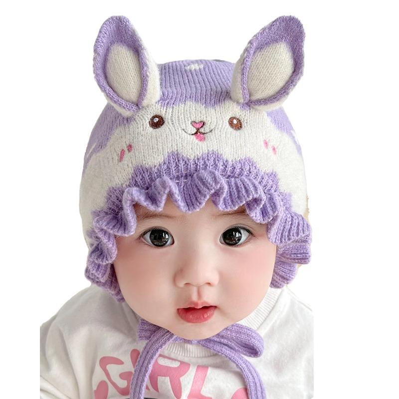 Mũ Dệt Kim Cho Em Bé Trẻ Sơ Sinh Thiết Kế Dễ Thương, Mềm Mại Và Ấm Áp, Có Bảo Vệ Tai, Mũ Nắp Ca-Pô, Cho Bé Trai Và Bé Gái Trẻ Mới Biết Đi, Mũ Len Đan Trơn, Thích Hợp Cho Em Bé ren màu hồng Kem 5