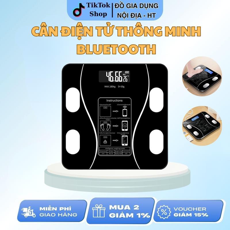 Cân Điện Tử Thông Minh Bluetooth Đo Lường Chỉ Số Sức Khỏe Kích Thước 42x42cm Trọng Lượng Tối Đa 180kg Độ Chính Xác Cao