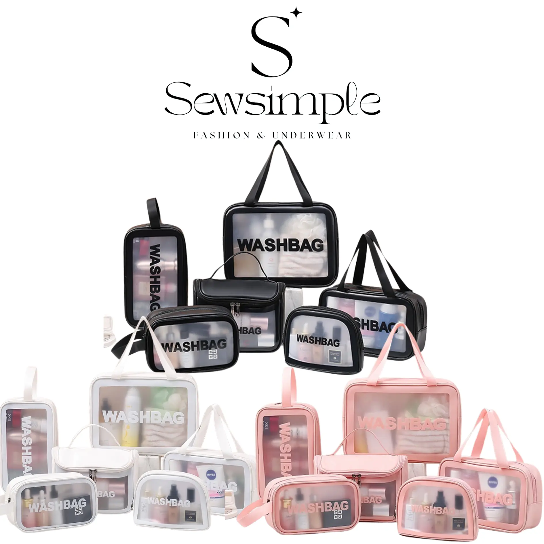 Tas Kosmetik WK664 Transparant Washbag Pouch Travel Make Up Bag Organizer Waterproof