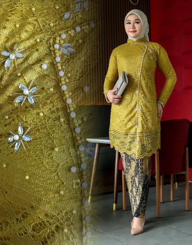 ZONA - SET KEBAYA TUNIK BROKAT PAYET JANGGAN BAJU SERAGAM KONDANGAN PESTA PERNIKAHAN KEBAYA MODERN ELEGAN MEWAH 2024 3