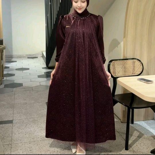 SELINE DRESS LUXURY GAMIS PESTA KONDANGAN WANITA REMAJA BAHAN SATIN SILK PREMIUM KOMBINASI TILLE SPARKLING PREMIUM GAMIS MUSLIM WANITA MEWAH BAJU GAMIS LEBARAN DEWASA ANGGUN ELEGANT SIMPLE DRESS BRIDESMAID WANITA MUSLIM GAUN MAXI DRESS VARIASI PAYET serag