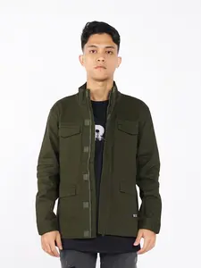 Greenlight Jaket Parka Pria Regular Fit Bahan Cotton Elastane Model Aaltair Hijau Tua